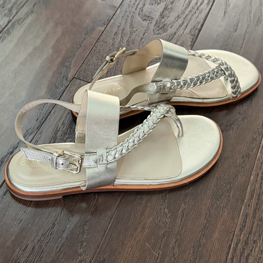 Cole Haan Anika Gold Braided Sandals, Size 7